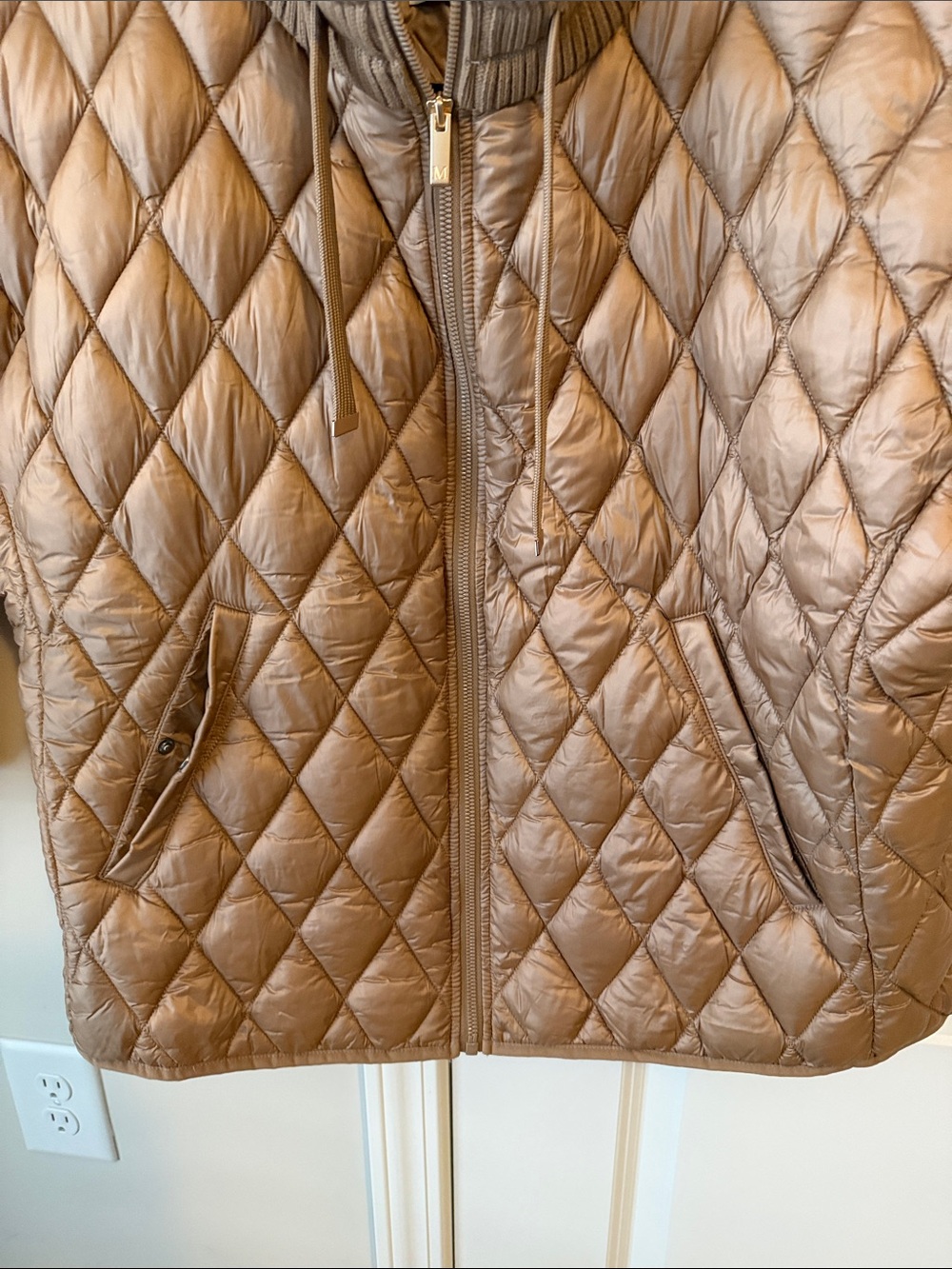 Martha Stewart Quilted Short-Sleeve Puffer Vest in Taupe - Picture 4 of 7